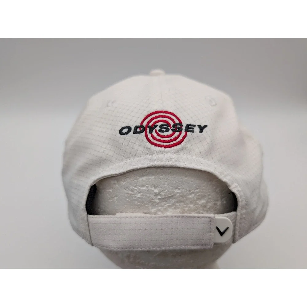 Callaway Golf Hat White Ripstop Odyssey Logo Adjustable Strapback Mens Cap